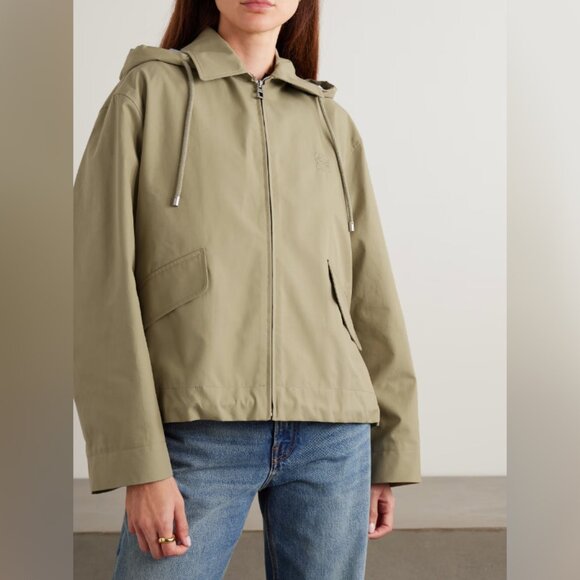 LOEWE Hooded striped poplin-paneled embroidered cotton-twill jacket - Picture 2 of 14